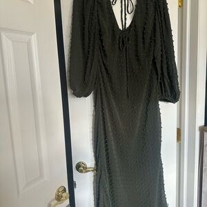 ASOS Emerald Bishop Sleeve Plunge Gown